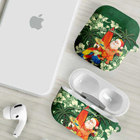 Moss Green Tropical Christmas Hawaii Tapa AirPods Case Aloha Santa Drink Party - Polynesian Pride