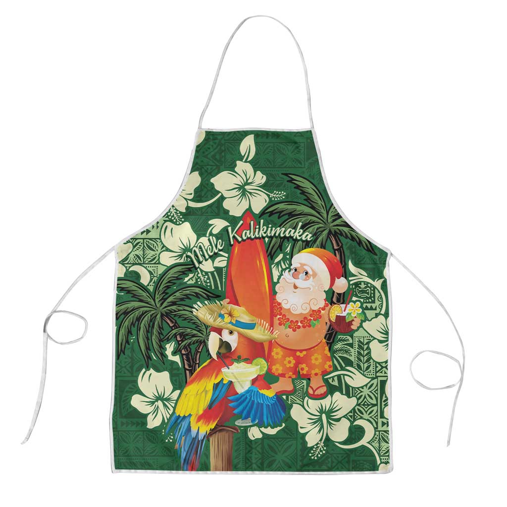 Moss Green Tropical Christmas Hawaii Tapa Apron Aloha Santa Drink Party - Polynesian Pride