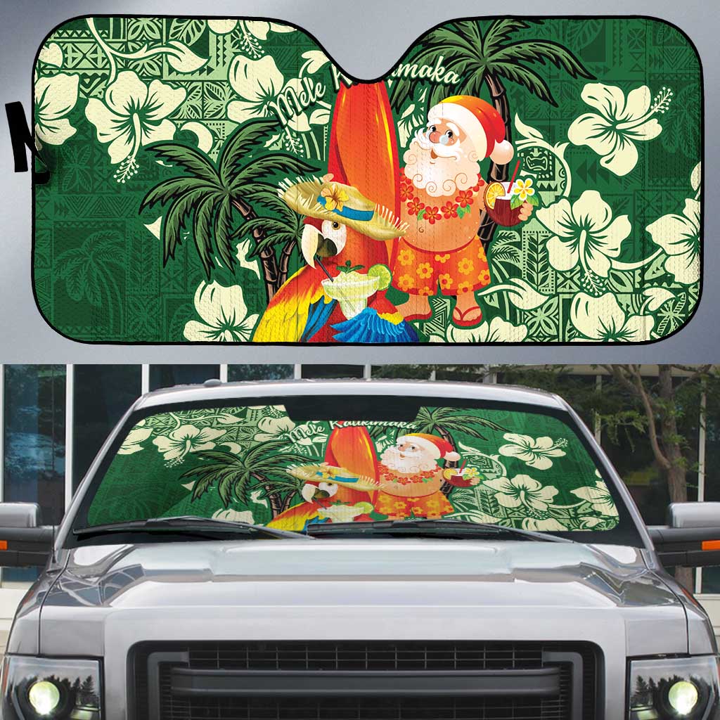 Moss Green Tropical Christmas Hawaii Tapa Auto Sun Shade Aloha Santa Drink Party - Polynesian Pride