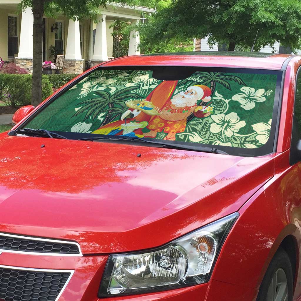 Moss Green Tropical Christmas Hawaii Tapa Auto Sun Shade Aloha Santa Drink Party - Polynesian Pride