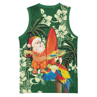 Moss Green Tropical Christmas Hawaii Tapa Basketball Jersey Aloha Santa Drink Party - Polynesian Pride