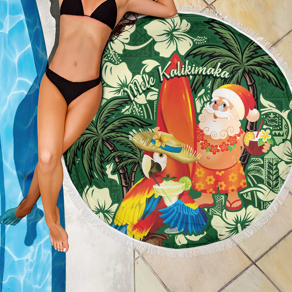Moss Green Tropical Christmas Hawaii Tapa Beach Blanket Aloha Santa Drink Party - Polynesian Pride