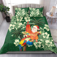 Moss Green Tropical Christmas Hawaii Tapa Bedding Set Aloha Santa Drink Party - Polynesian Pride