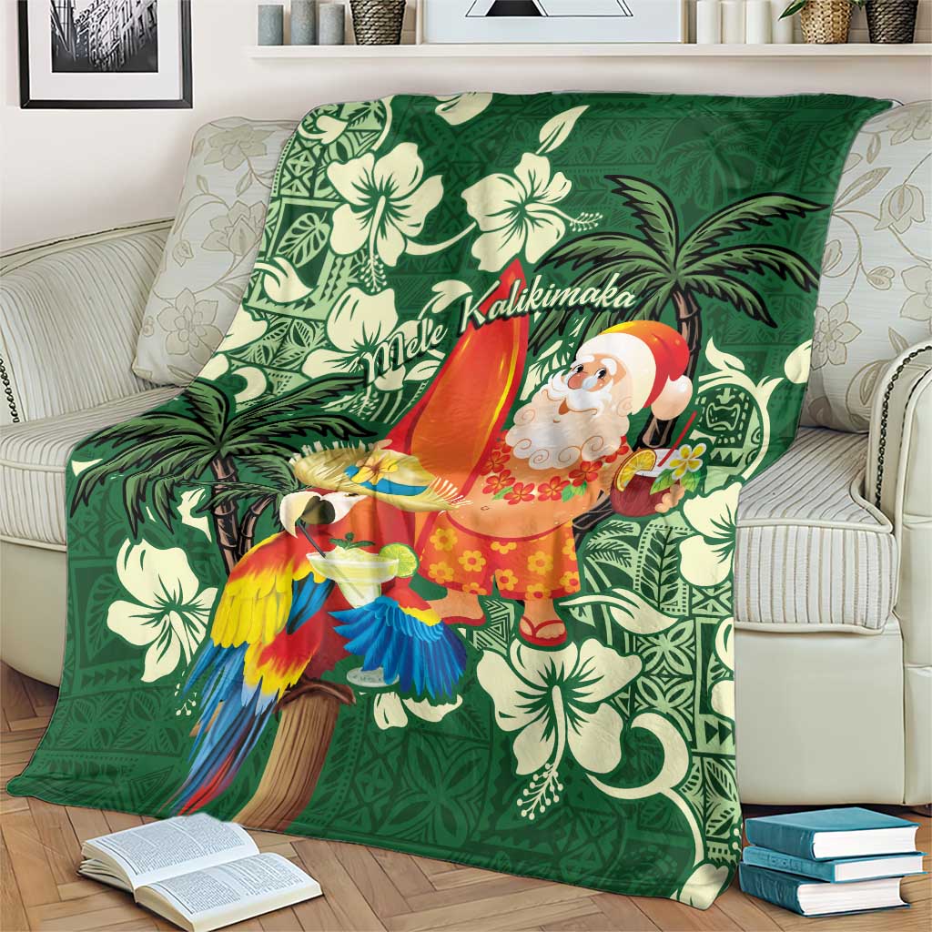 Moss Green Tropical Christmas Hawaii Tapa Blanket Aloha Santa Drink Party - Polynesian Pride