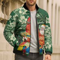 Moss Green Tropical Christmas Hawaii Tapa Bomber Puffer Jacket Aloha Santa Drink Party - Polynesian Pride