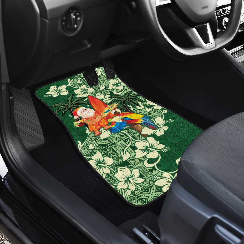 Moss Green Tropical Christmas Hawaii Tapa Car Mats Aloha Santa Drink Party - Polynesian Pride