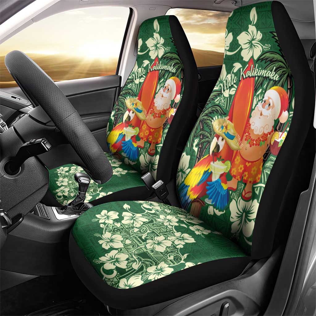 Moss Green Tropical Christmas Hawaii Tapa Car Seat Cover Aloha Santa Drink Party - Polynesian Pride