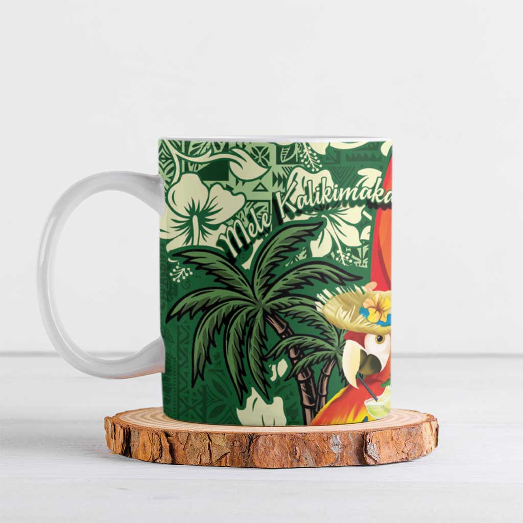 Moss Green Tropical Christmas Hawaii Tapa Ceramic Mug Aloha Santa Drink Party - Polynesian Pride