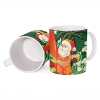 Moss Green Tropical Christmas Hawaii Tapa Ceramic Mug Aloha Santa Drink Party - Polynesian Pride