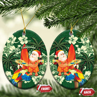 Moss Green Tropical Christmas Hawaii Tapa Ceramic Ornament Aloha Santa Drink Party - Polynesian Pride