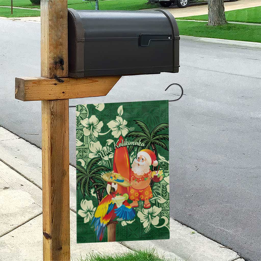 Moss Green Tropical Christmas Hawaii Tapa Garden Flag Aloha Santa Drink Party - Polynesian Pride