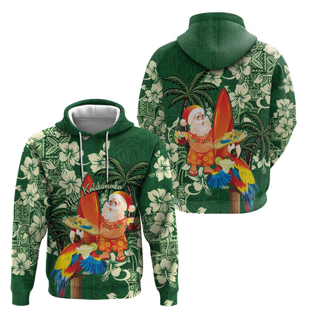 Moss Green Tropical Christmas Hawaii Tapa Hoodie Aloha Santa Drink Party - Polynesian Pride