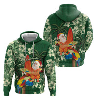 Moss Green Tropical Christmas Hawaii Tapa Hoodie Aloha Santa Drink Party - Polynesian Pride