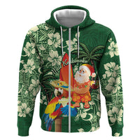 Moss Green Tropical Christmas Hawaii Tapa Hoodie Aloha Santa Drink Party - Polynesian Pride