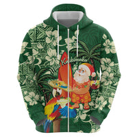 Moss Green Tropical Christmas Hawaii Tapa Hoodie Aloha Santa Drink Party - Polynesian Pride