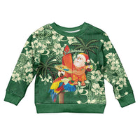 Moss Green Tropical Christmas Hawaii Tapa Kid Ugly Christmas Sweater Aloha Santa Drink Party - Polynesian Pride