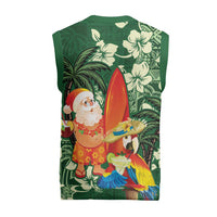 Moss Green Tropical Christmas Hawaii Tapa Christmas Knitted V-Neck Vest Aloha Santa Drink Party - Polynesian Pride