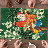 Moss Green Tropical Christmas Hawaii Tapa Puzzle Aloha Santa Drink Party - Polynesian Pride
