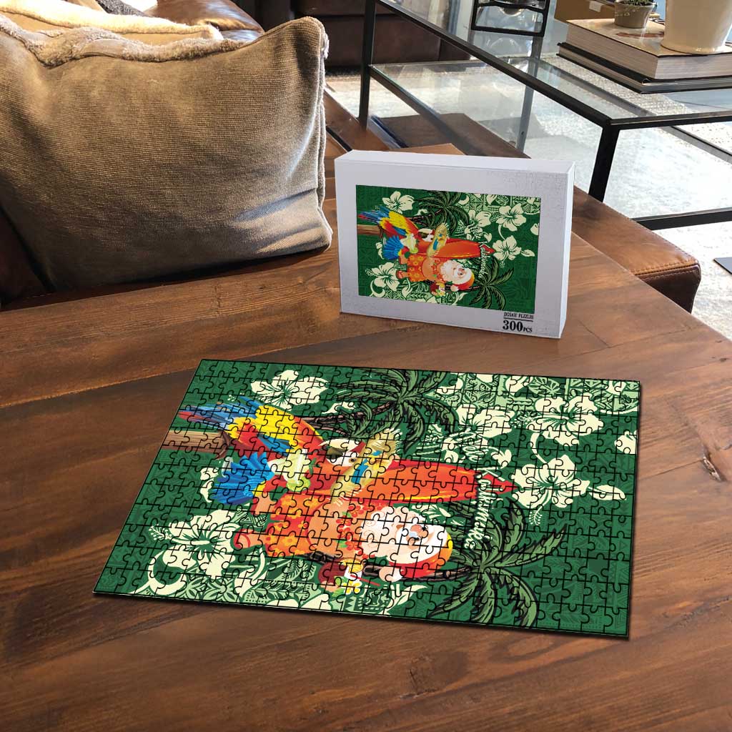 Moss Green Tropical Christmas Hawaii Tapa Puzzle Aloha Santa Drink Party - Polynesian Pride