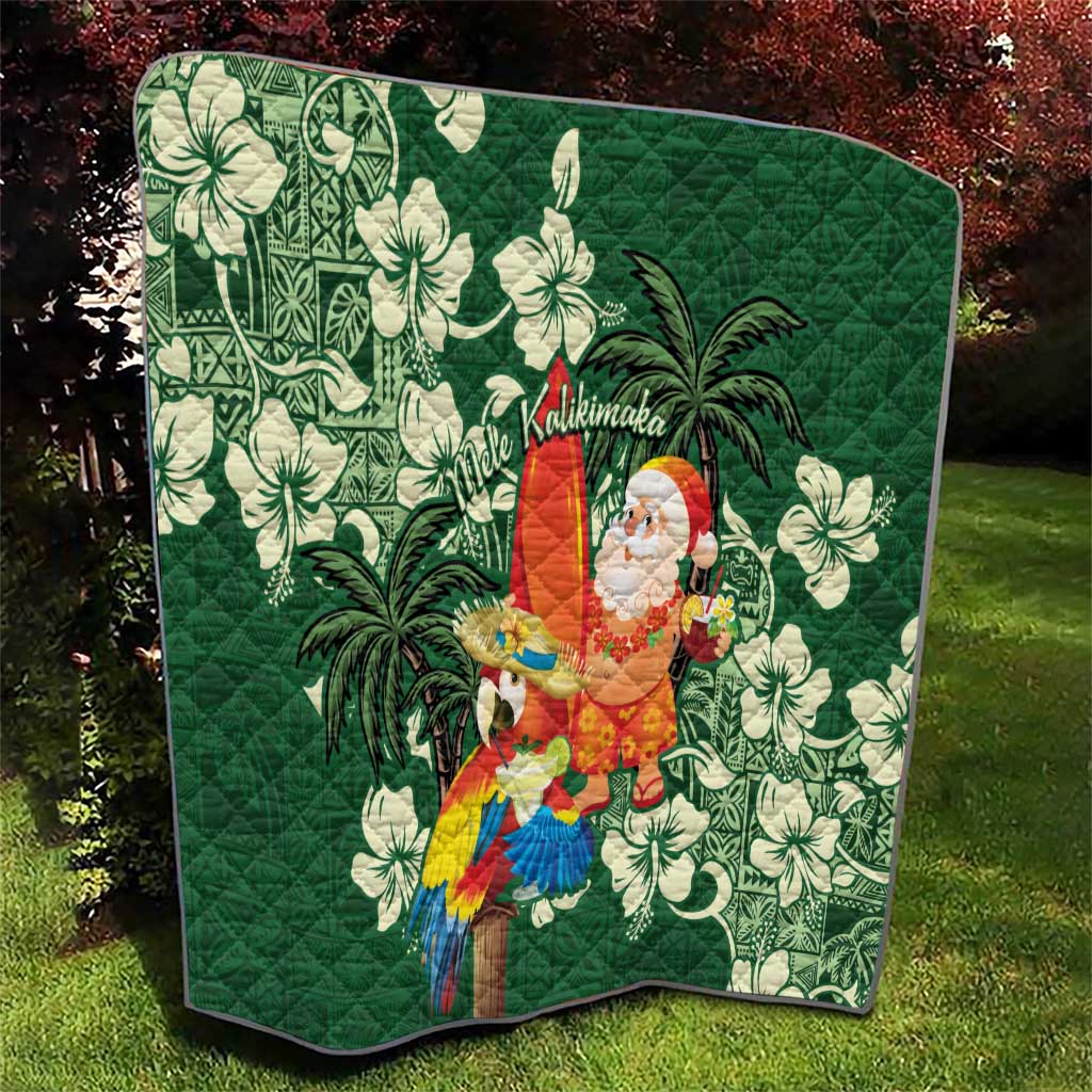 Moss Green Tropical Christmas Hawaii Tapa Quilt Aloha Santa Drink Party - Polynesian Pride