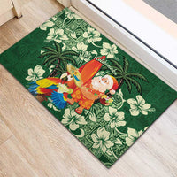 Moss Green Tropical Christmas Hawaii Tapa Rubber Doormat Aloha Santa Drink Party - Polynesian Pride