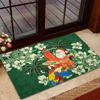 Moss Green Tropical Christmas Hawaii Tapa Rubber Doormat Aloha Santa Drink Party - Polynesian Pride