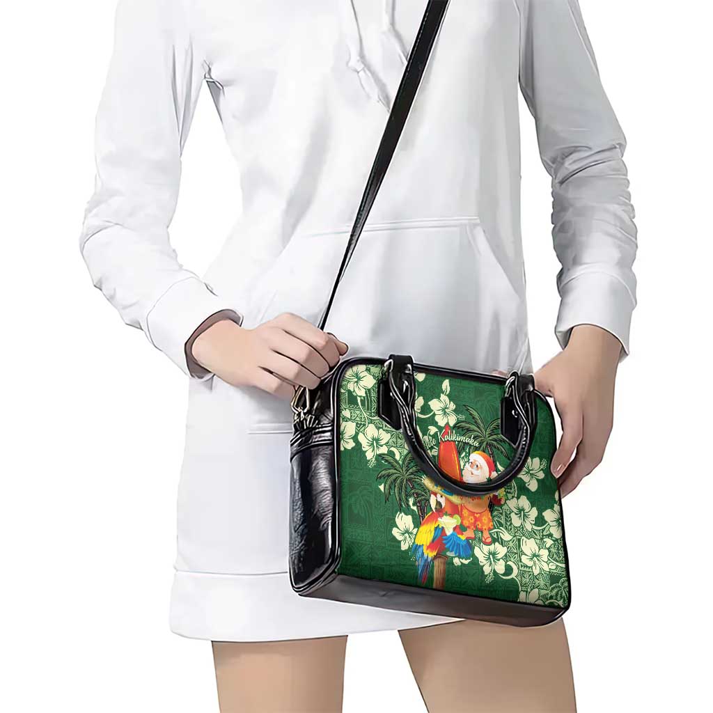 Moss Green Tropical Christmas Hawaii Tapa Shoulder Handbag Aloha Santa Drink Party - Polynesian Pride
