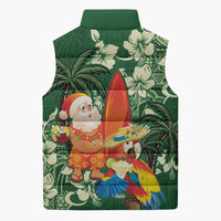 Moss Green Tropical Christmas Hawaii Tapa Sleeveless Puffer Jacket Aloha Santa Drink Party - Polynesian Pride