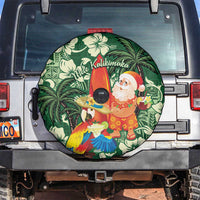 Moss Green Tropical Christmas Hawaii Tapa Spare Tire Cover Aloha Santa Drink Party - Polynesian Pride