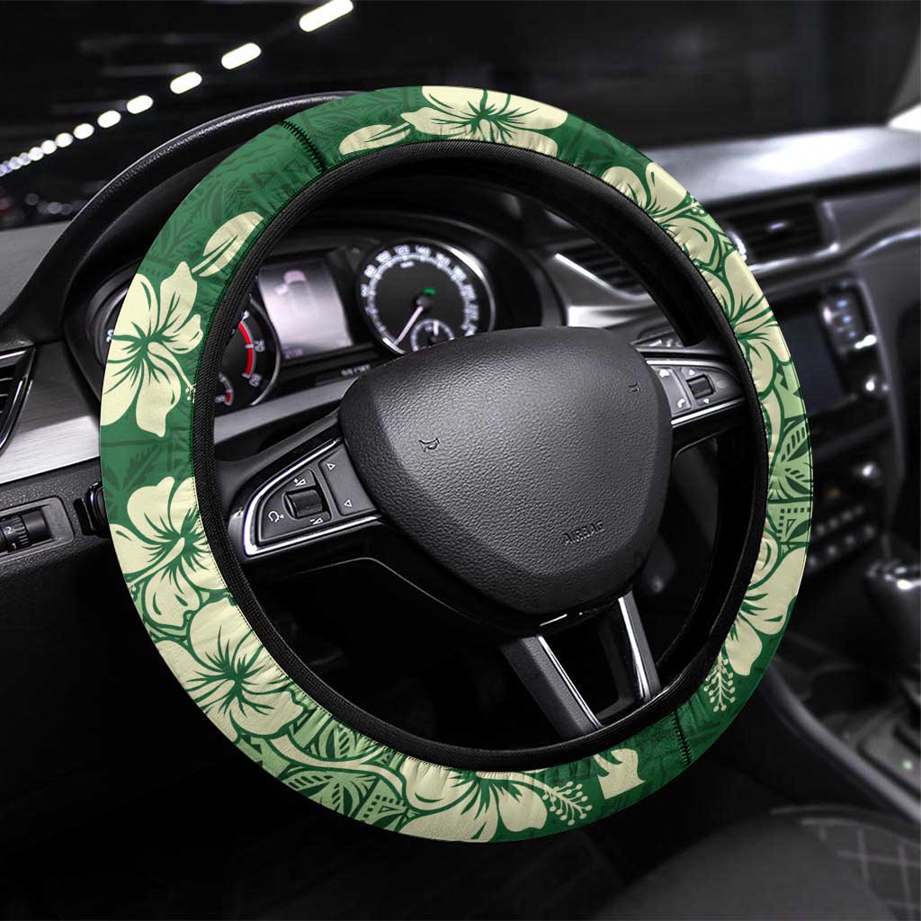 Moss Green Tropical Christmas Hawaii Tapa Steering Wheel Cover Aloha Santa Drink Party - Polynesian Pride