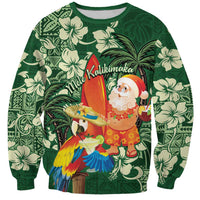 Moss Green Tropical Christmas Hawaii Tapa Sweatshirt Aloha Santa Drink Party - Polynesian Pride