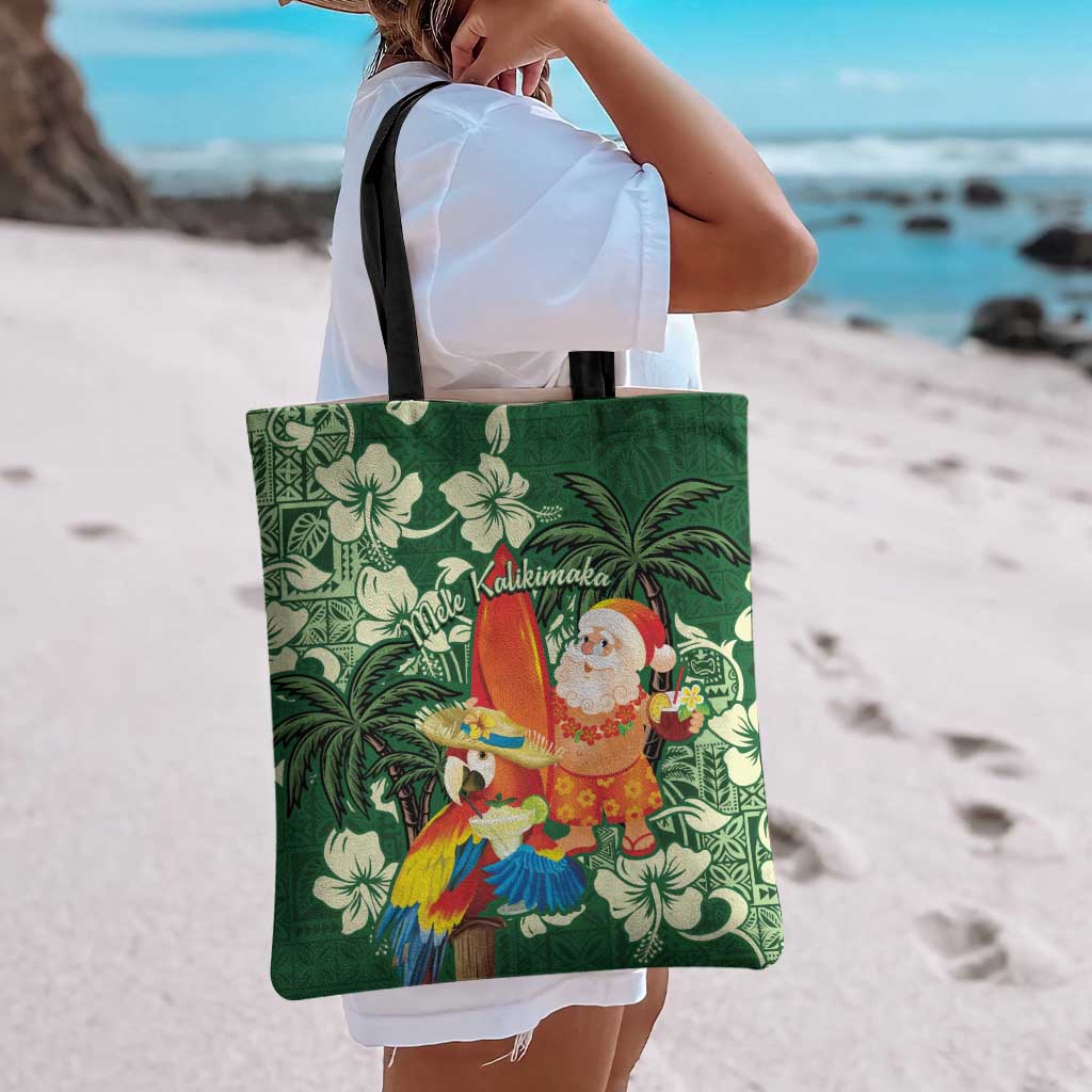 Moss Green Tropical Christmas Hawaii Tapa Tote Bag Aloha Santa Drink Party - Polynesian Pride