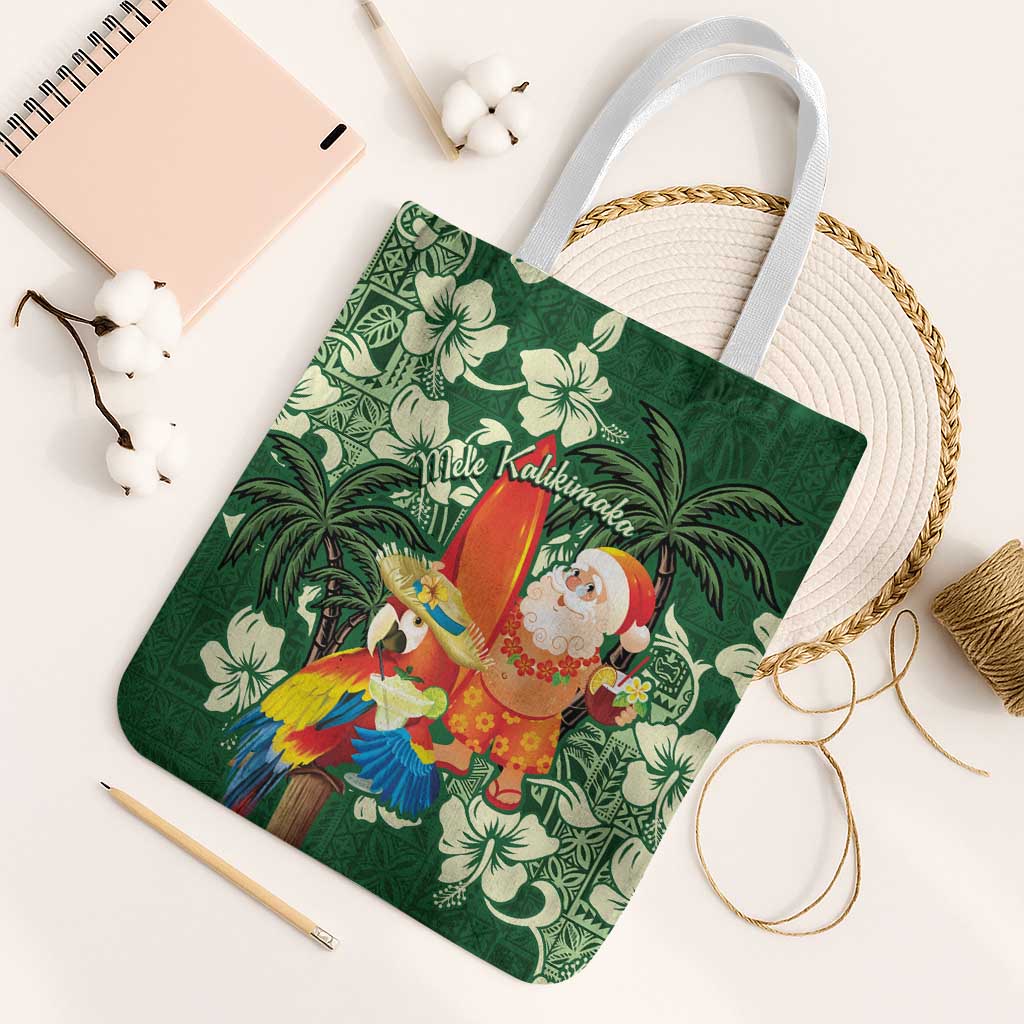 Moss Green Tropical Christmas Hawaii Tapa Tote Bag Aloha Santa Drink Party - Polynesian Pride