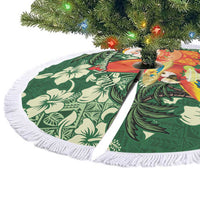 Moss Green Tropical Christmas Hawaii Tapa Tree Skirt Aloha Santa Drink Party - Polynesian Pride