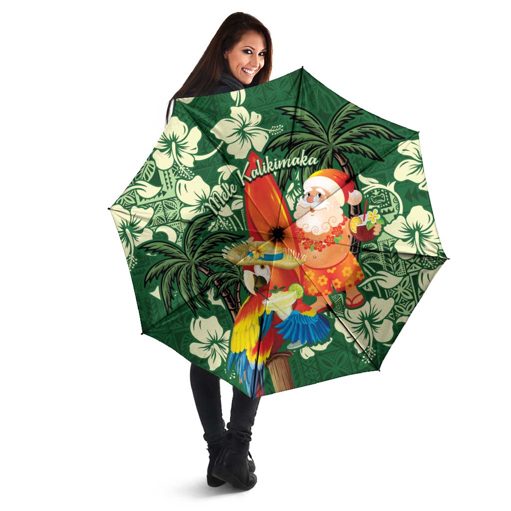 Moss Green Tropical Christmas Hawaii Tapa Umbrella Aloha Santa Drink Party - Polynesian Pride
