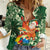Moss Green Tropical Christmas Hawaii Tapa Women Casual Shirt Aloha Santa Drink Party - Polynesian Pride
