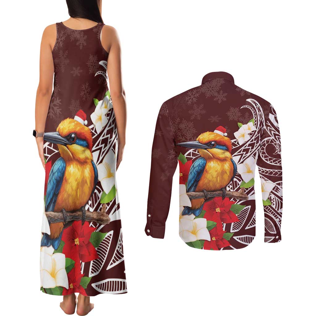 Felis Pasgua Guam Couples Matching Tank Maxi Dress and Long Sleeve Button Shirt Christmas Sihek Kingfisher with Guasali