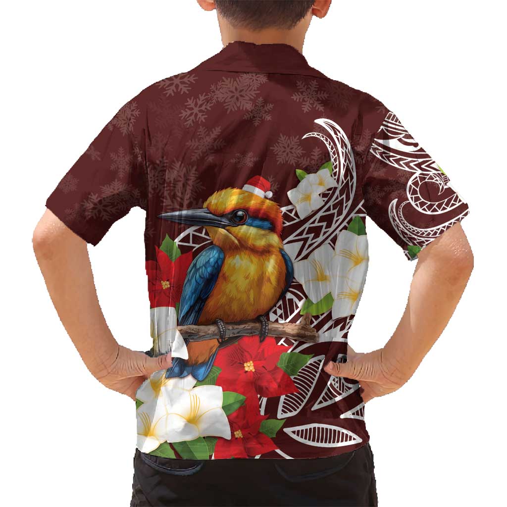 Felis Pasgua Guam Family Matching Long Sleeve Bodycon Dress and Hawaiian Shirt Christmas Sihek Kingfisher with Guasali
