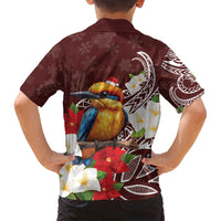 Felis Pasgua Guam Family Matching Long Sleeve Bodycon Dress and Hawaiian Shirt Christmas Sihek Kingfisher with Guasali