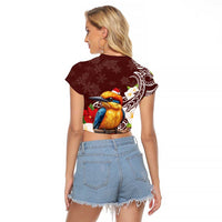Felis Pasgua Guam Raglan Cropped T Shirt Christmas Sihek Kingfisher with Guasali