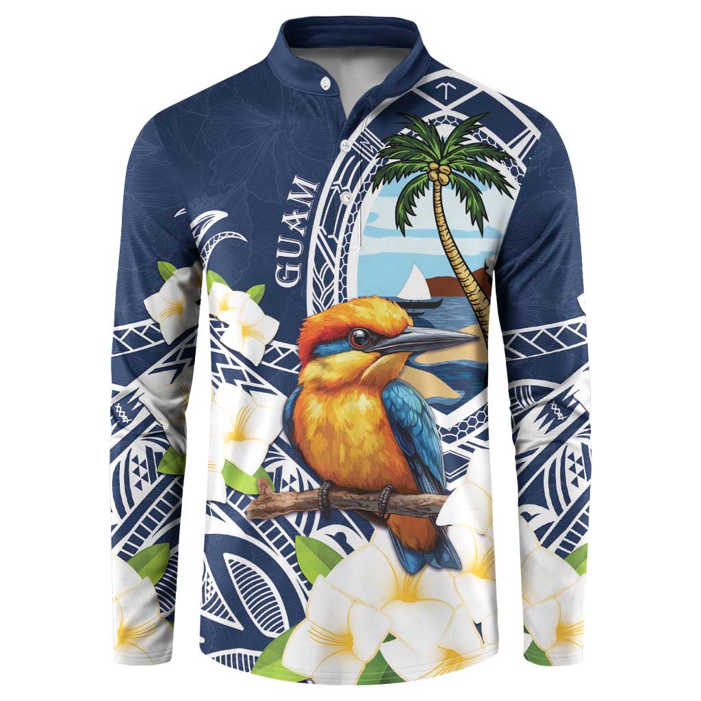 Hafa Adai Guam Button Sweatshirt Sihek Guam Kingfisher with Guasali