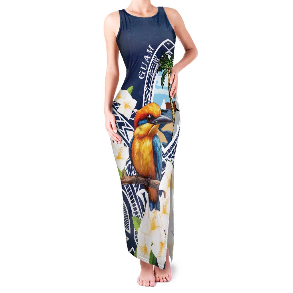 Hafa Adai Guam Family Matching Tank Maxi Dress and Hawaiian Shirt Sihek Guam Kingfisher with Guasali