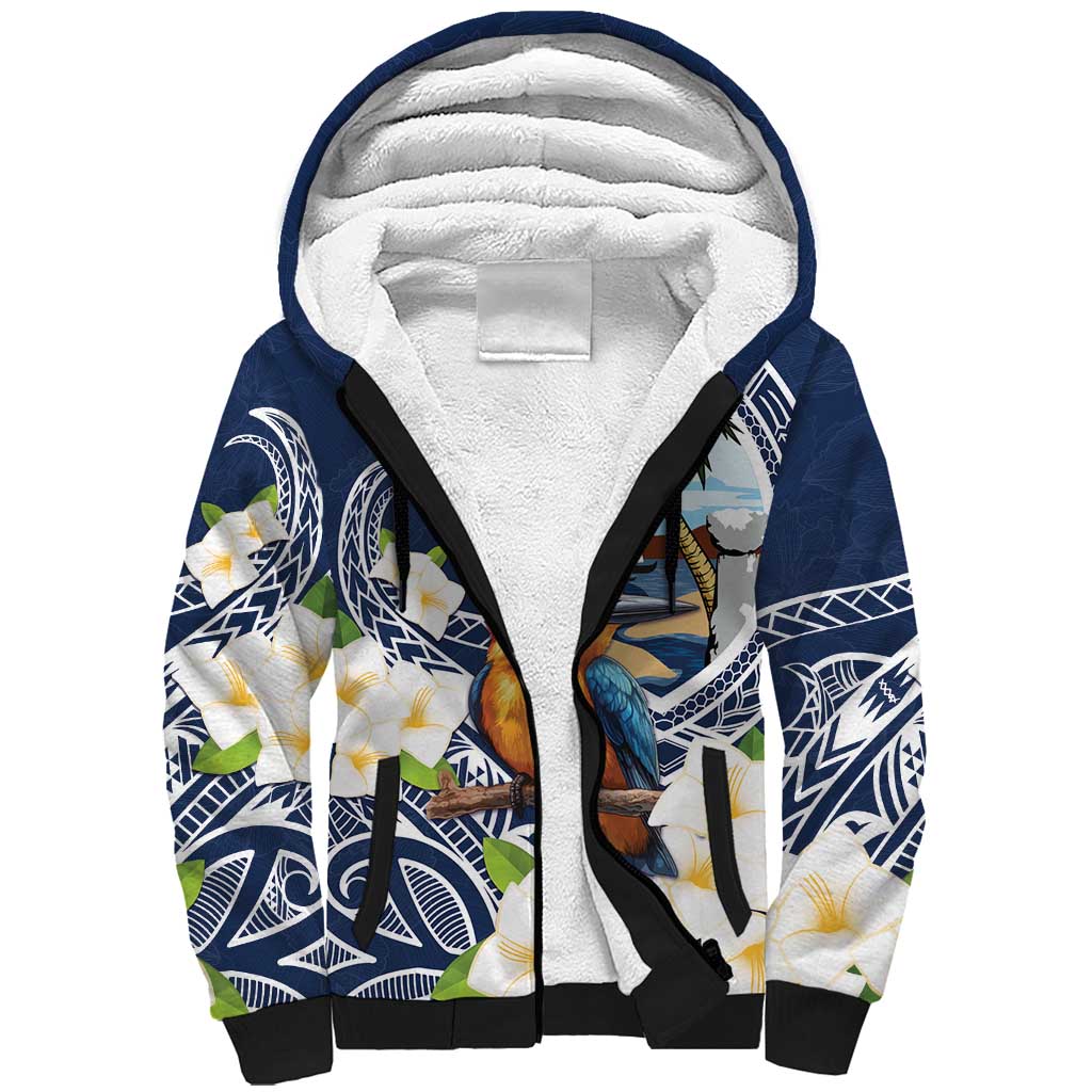 Hafa Adai Guam Sherpa Hoodie Sihek Guam Kingfisher with Guasali