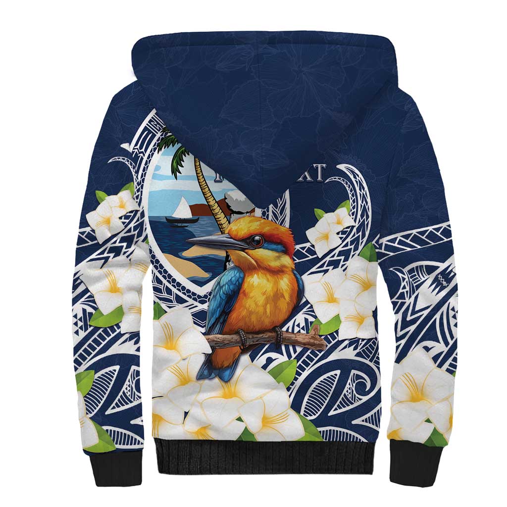 Hafa Adai Guam Sherpa Hoodie Sihek Guam Kingfisher with Guasali