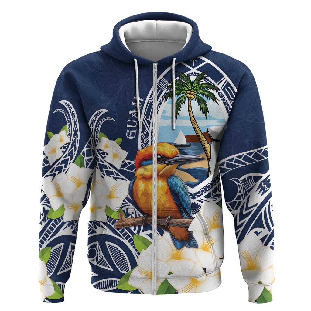 Hafa Adai Guam Zip Hoodie Sihek Guam Kingfisher with Guasali