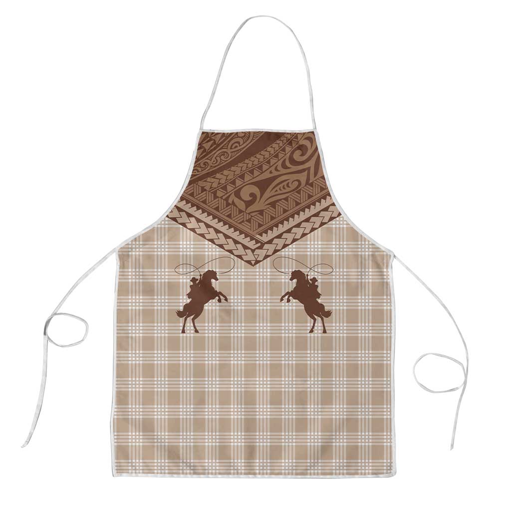 Aloha Hawaii Cowboys Paniolo Apron Beige Palaka - Polynesian Pride