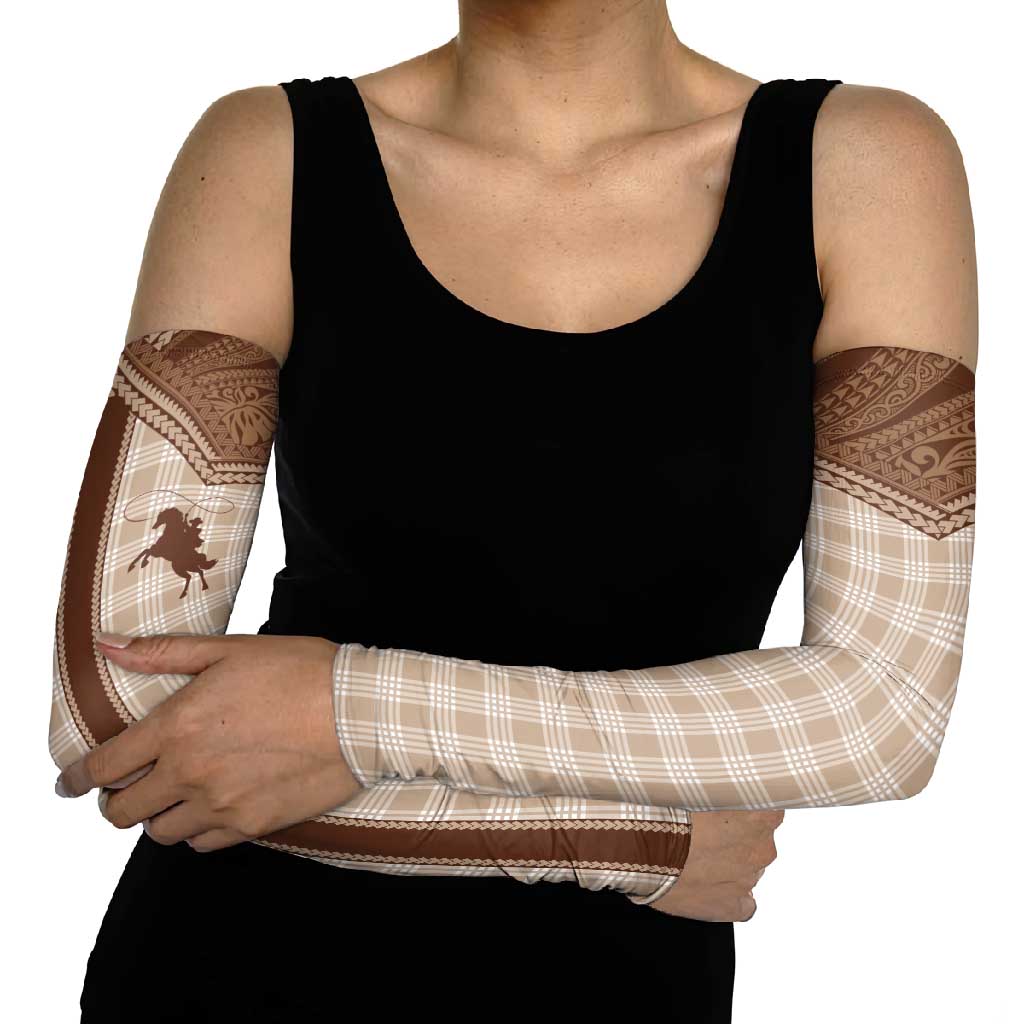 Aloha Hawaii Cowboys Paniolo Arm Sleeves Beige Palaka - Polynesian Pride
