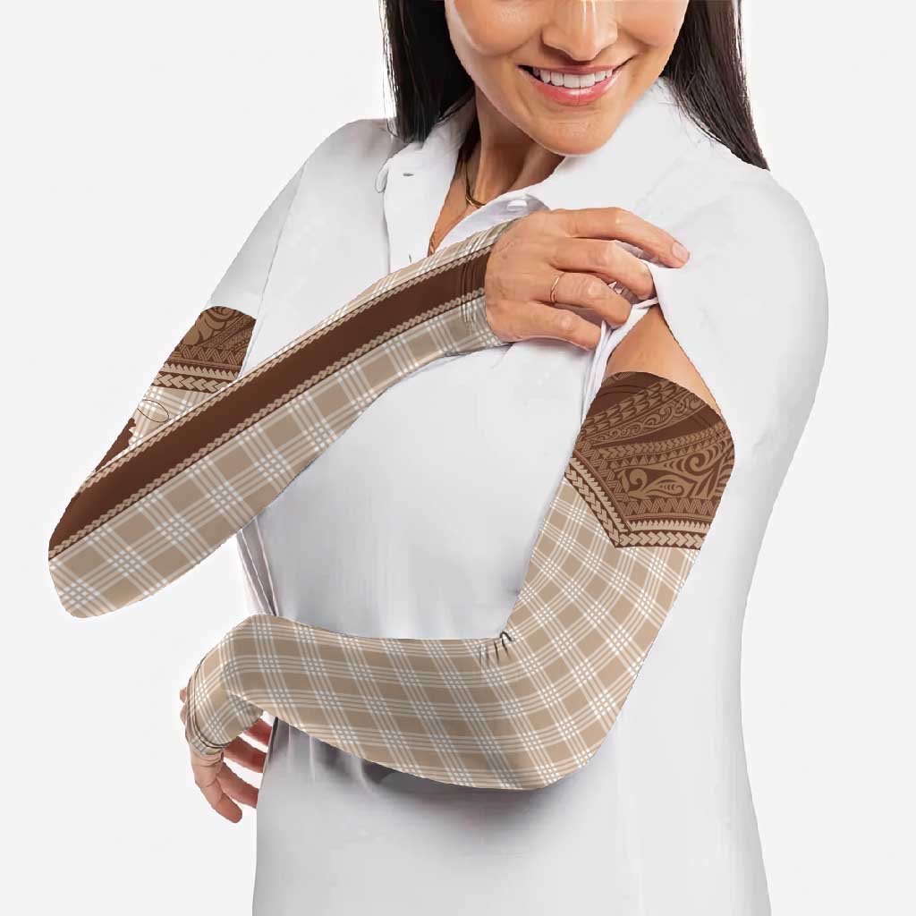 Aloha Hawaii Cowboys Paniolo Arm Sleeves Beige Palaka - Polynesian Pride