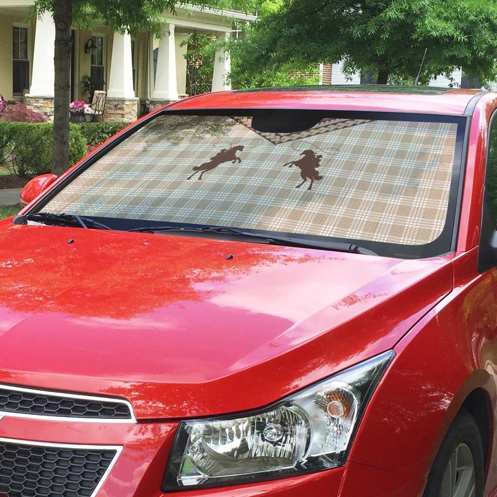 Aloha Hawaii Cowboys Paniolo Auto Sun Shade Beige Palaka - Polynesian Pride