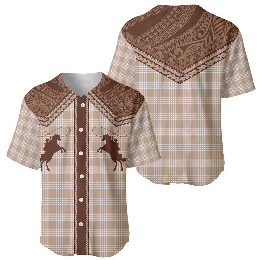 Aloha Hawaii Cowboys Paniolo Baseball Jersey Beige Palaka LT7 - Polynesian Pride